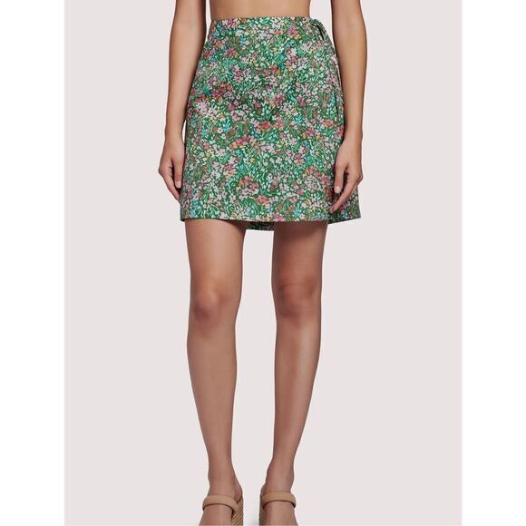 LOST & WONDER Big Sur Crop Top & mini Skirt Set  - GREEN FLORAL size S NWOT$159 - Picture 3 of 8